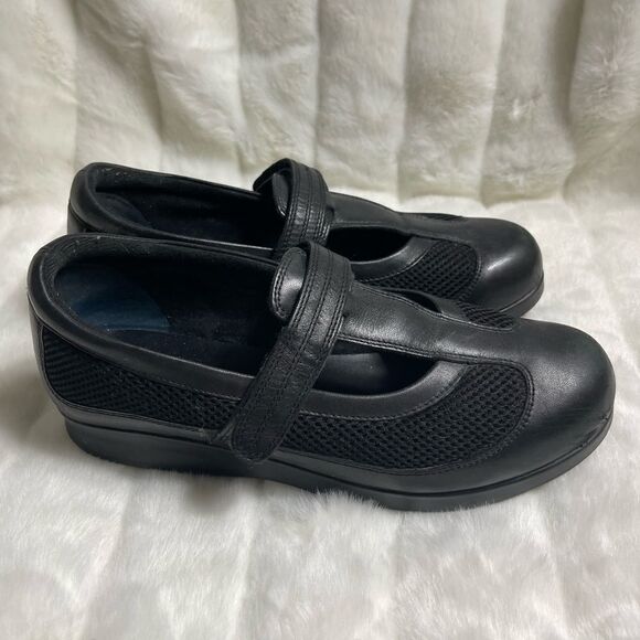 Drew black leather and mesh T Strap shoes Velcro strap closure SZ11 - Picture 1 of 10